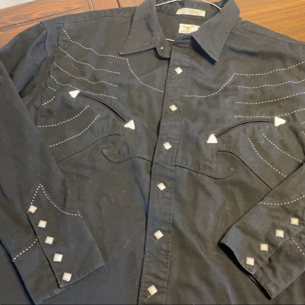 Mens Panhandle Slim XXL long sleeve black pearlsnap shirt